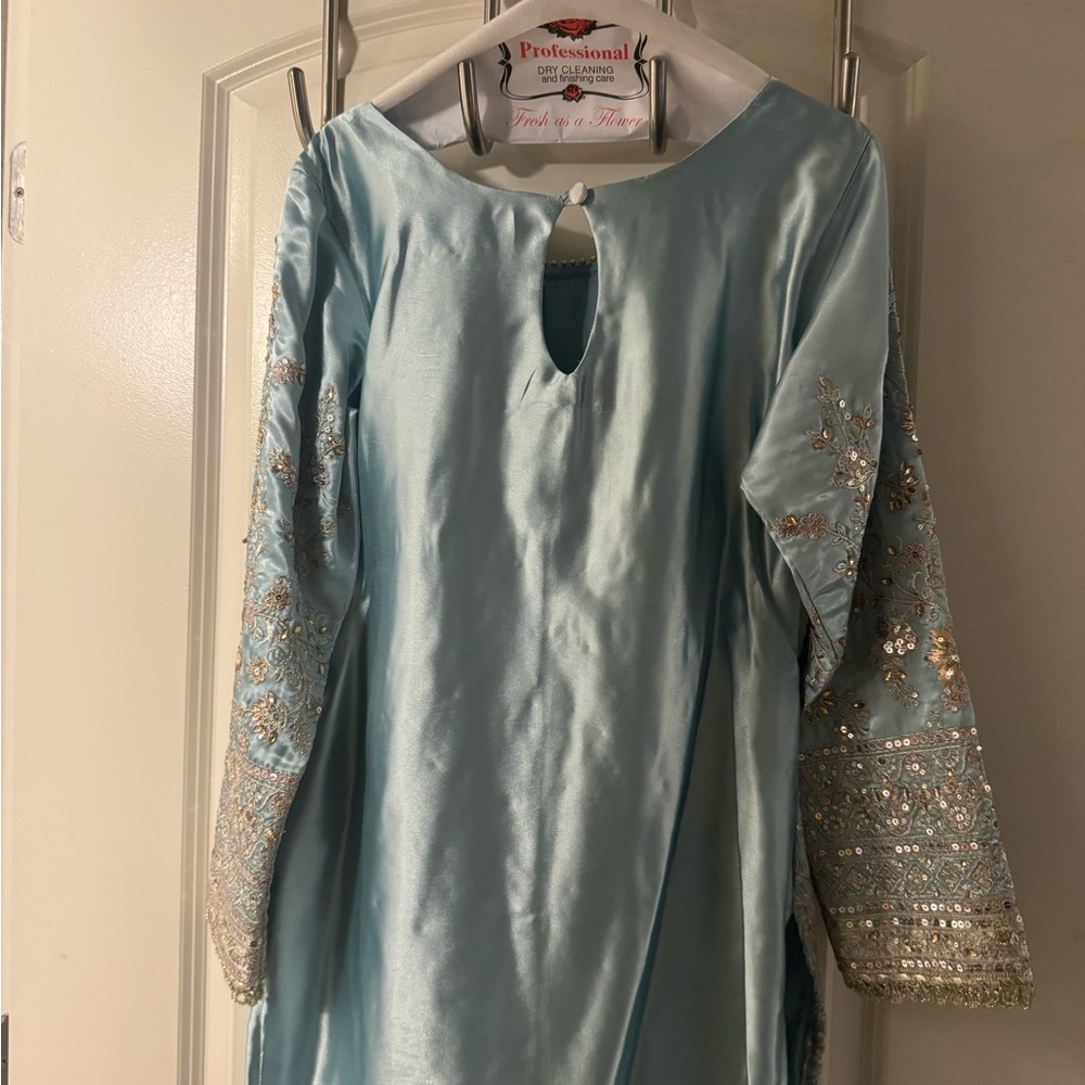 Dusty Blue and Grey Lashkara suit - Picture 3 of 6